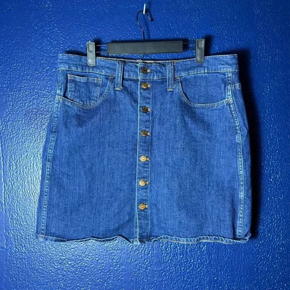 Madewell Womens Annetta Wash Button Front Stretch Denim Straight Mini Skirt 32 - Picture 3 of 10